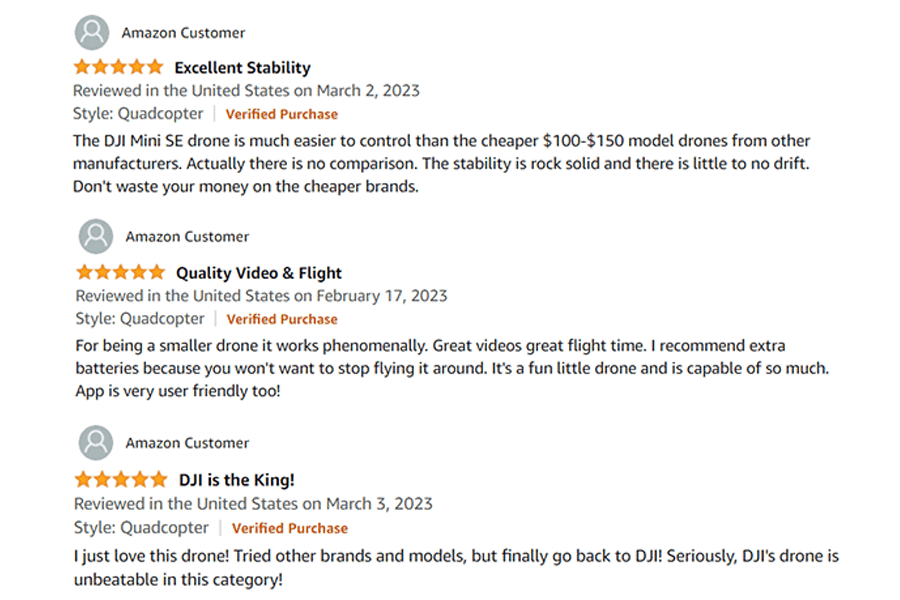 DJI Mini 2 SE Customers Reviews